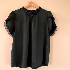 J Crew satin blouse in dark green xl